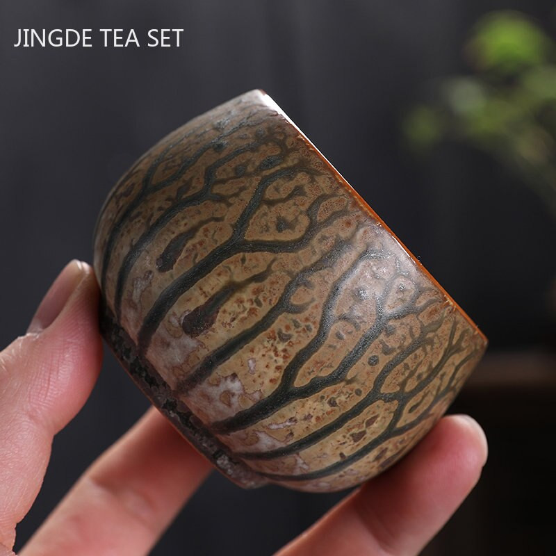 Retro kemencecsere kerámia teáscsésze, kézzel festett Zen Taste Master Cup kínai porcelán teáscsésze hordozható teáskészlet tartozékok 110 ml