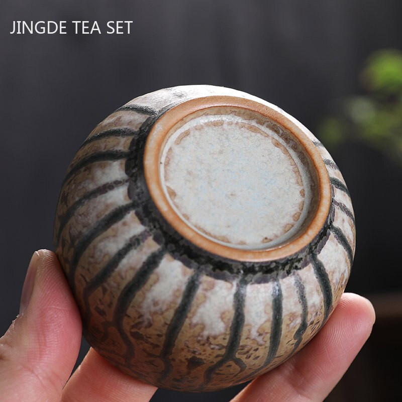 Retro kemencecsere kerámia teáscsésze, kézzel festett Zen Taste Master Cup kínai porcelán teáscsésze hordozható teáskészlet tartozékok 110 ml