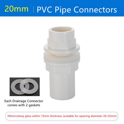 1 db ID20 25 32 40 50 mm vastag akváriumi vízelvezető csatlakozó akvárium PVC cső lefolyó csatlakozó kert otthoni vízcső szerelvényei