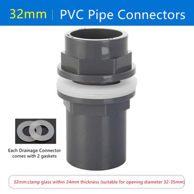 1 db ID20 25 32 40 50 mm vastag akváriumi vízelvezető csatlakozó akvárium PVC cső lefolyó csatlakozó kert otthoni vízcső szerelvényei