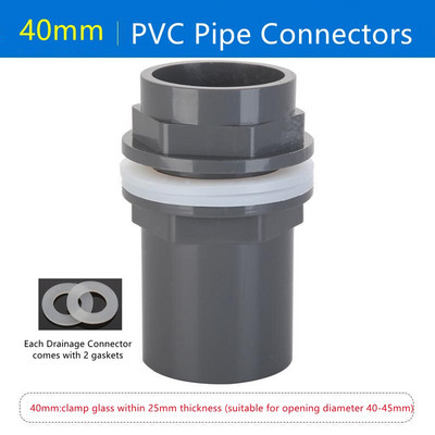 1 db ID20 25 32 40 50 mm vastag akváriumi vízelvezető csatlakozó akvárium PVC cső lefolyó csatlakozó kert otthoni vízcső szerelvényei