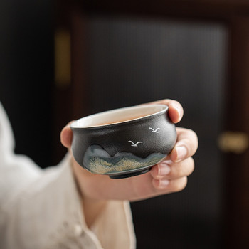 2 τμχ/Σετ 140ml Retro Hand Painted Distant Hills Ceramic Personal Master Cup Μεγάλα φλιτζάνια τσαγιού Kung Fu Κούπες Τσάι Τελετή τσαγιού