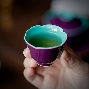 2 τμχ/Σετ 30ml Platycodon Purple Galze Κεραμικό φλιτζάνι τσαγιού Κεραμικό Μικρό Ηλίανθο Μονό Φλιτζάνι Οικιακά ποτά Kungfu Tea Master Cup