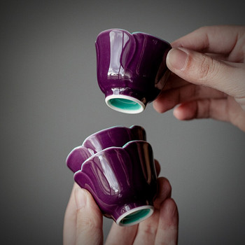 2 τμχ/Σετ 30ml Platycodon Purple Galze Κεραμικό φλιτζάνι τσαγιού Κεραμικό Μικρό Ηλίανθο Μονό Φλιτζάνι Οικιακά ποτά Kungfu Tea Master Cup