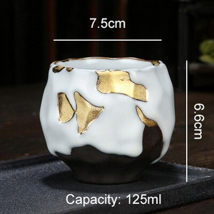 PINNY aranyozott kerámia kézzel készített teáscsésze ZHI YE SHAO japán kung fu teáscsészék Retro pigmentált teástál