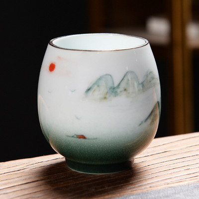 160 ml-es kerámia teáscsésze Háztartási fehér porcelán teáscsésze kínai Kung Fu teáskészlet vizes csésze