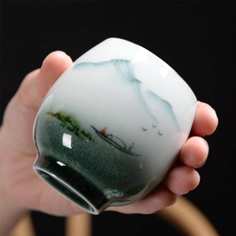 160 ml-es kerámia teáscsésze Háztartási fehér porcelán teáscsésze kínai Kung Fu teáskészlet vizes csésze