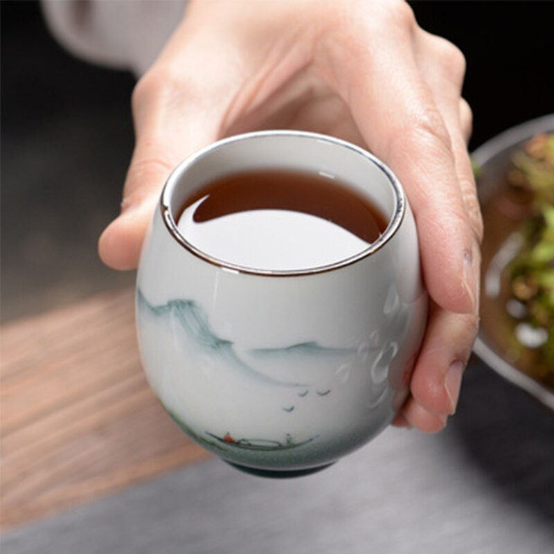 160 ml-es kerámia teáscsésze Háztartási fehér porcelán teáscsésze kínai Kung Fu teáskészlet vizes csésze