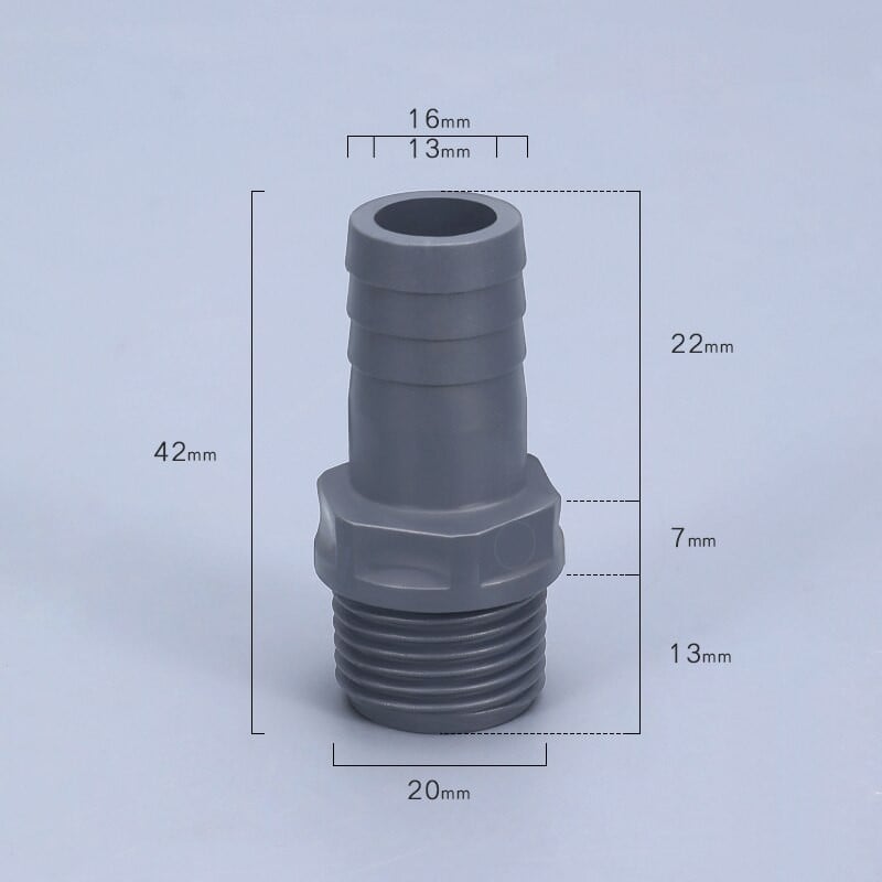 Sustorėjęs IBC bako vožtuvas PVC vamzdžių jungties žarnos jungiamosios detalės UPVC jungiamosios detalės laistymo žarnos dalys