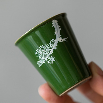 2 τμχ/Σετ 45ml Χειροποίητο Matsukaze Art Ceramic Tea Cup Japanese Emerald Glaze Small Boutique Single Master Cup Kung Fu Teaware