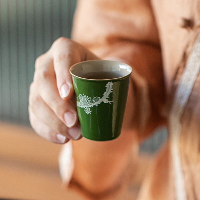 2db/szett 45 ml-es, kézzel festett Matsukaze Art kerámia teáscsésze japán smaragd máz kis butik egyszemélyes mesterpohár kung fu teás edény