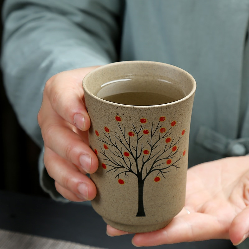 Kiniškas keramikinis arbatos puodelis Didelis keramikinis matinis arbatos dubuo Namų biuras Kavos puodelis Boutique arbatos rinkinys Priedai Kelionių meistras arbatos puodelis