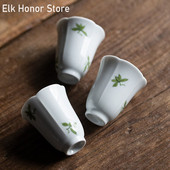 2db/készlet 40ml Boutique Pure Kézzel festett Bluegrass Art Kerámia teáscsésze Máz alatti Színes Kis csésze teához Porcelán Kungfu teaset