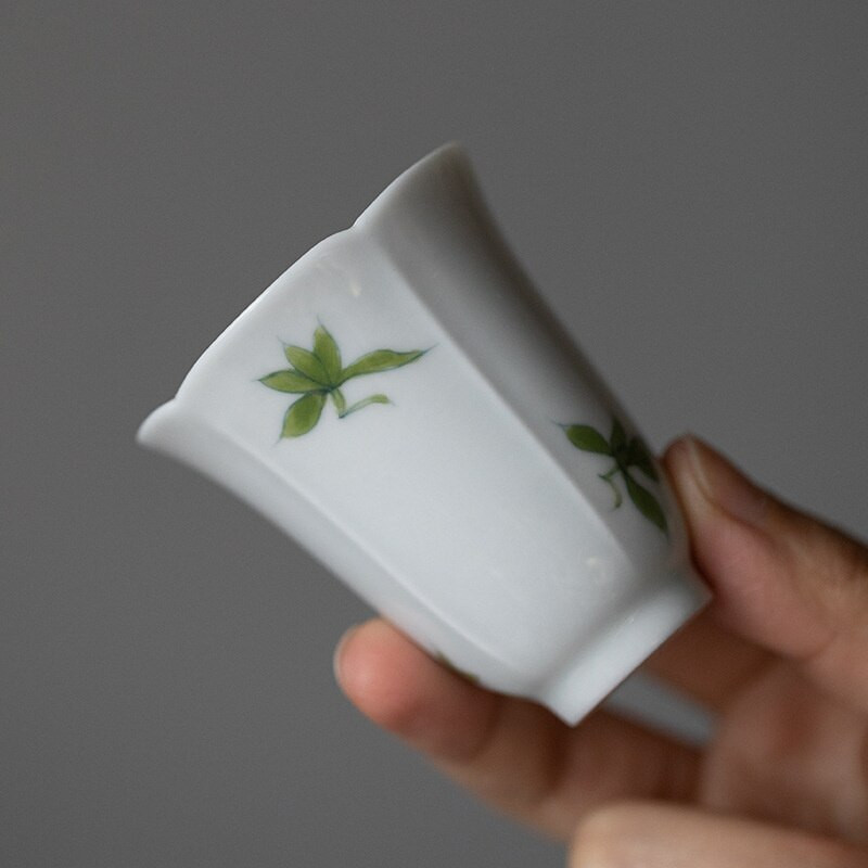 2db/készlet 40ml Boutique Pure Kézzel festett Bluegrass Art Kerámia teáscsésze Máz alatti Színes Kis csésze teához Porcelán Kungfu teaset