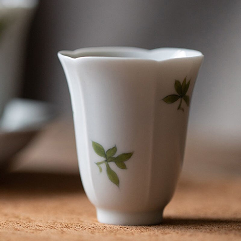 2db/készlet 40ml Boutique Pure Kézzel festett Bluegrass Art Kerámia teáscsésze Máz alatti Színes Kis csésze teához Porcelán Kungfu teaset