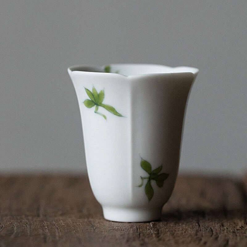 2db/készlet 40ml Boutique Pure Kézzel festett Bluegrass Art Kerámia teáscsésze Máz alatti Színes Kis csésze teához Porcelán Kungfu teaset