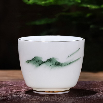 Kinijos suet Jade White porcelianinis arbatos puodelis Išskirtinis keraminis kavos puodelis Rankomis dažytas arbatos dubenėlis Buitinis arbatos rinkinys Master Cup 70 ml