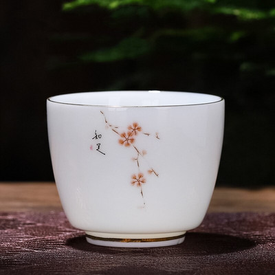 Kinijos suet Jade White porcelianinis arbatos puodelis Išskirtinis keraminis kavos puodelis Rankomis dažytas arbatos dubenėlis Buitinis arbatos rinkinys Master Cup 70 ml