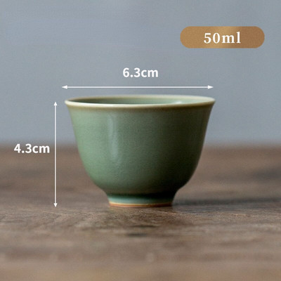 2db/szett 50 ml-es Boutique Yue Kiln Celadon kis teáscsésze Retro kerámia egycsészék háztartási kung fu tea mesterpohár teáskészlet kellékek