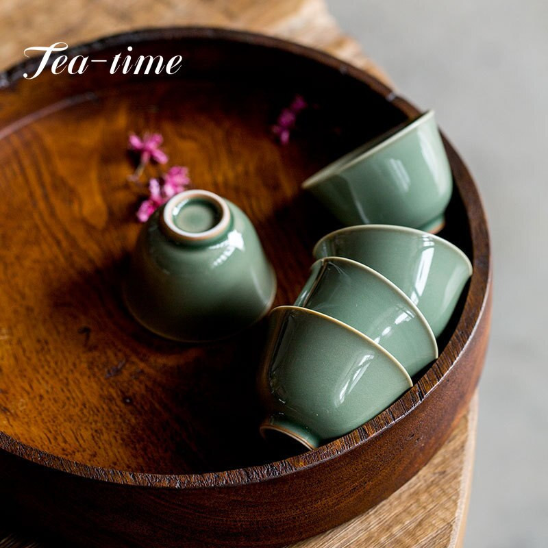 2db/szett 50 ml-es Boutique Yue Kiln Celadon kis teáscsésze Retro kerámia egycsészék háztartási kung fu tea mesterpohár teáskészlet kellékek