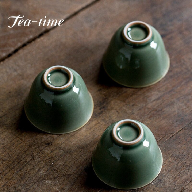2db/szett 50 ml-es Boutique Yue Kiln Celadon kis teáscsésze Retro kerámia egycsészék háztartási kung fu tea mesterpohár teáskészlet kellékek