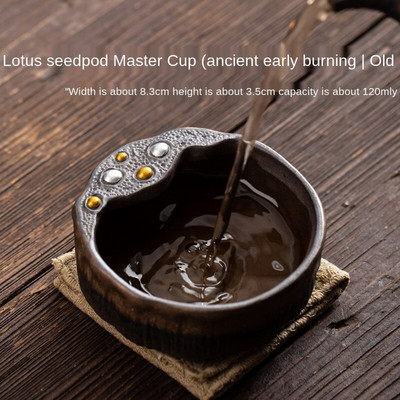Nagy Lotus Seedpod Master Cup japán stílusú, kézzel készített aranyozott vasmáz teáscsésze teástál kerámia kung fu teáscsésze egypohár