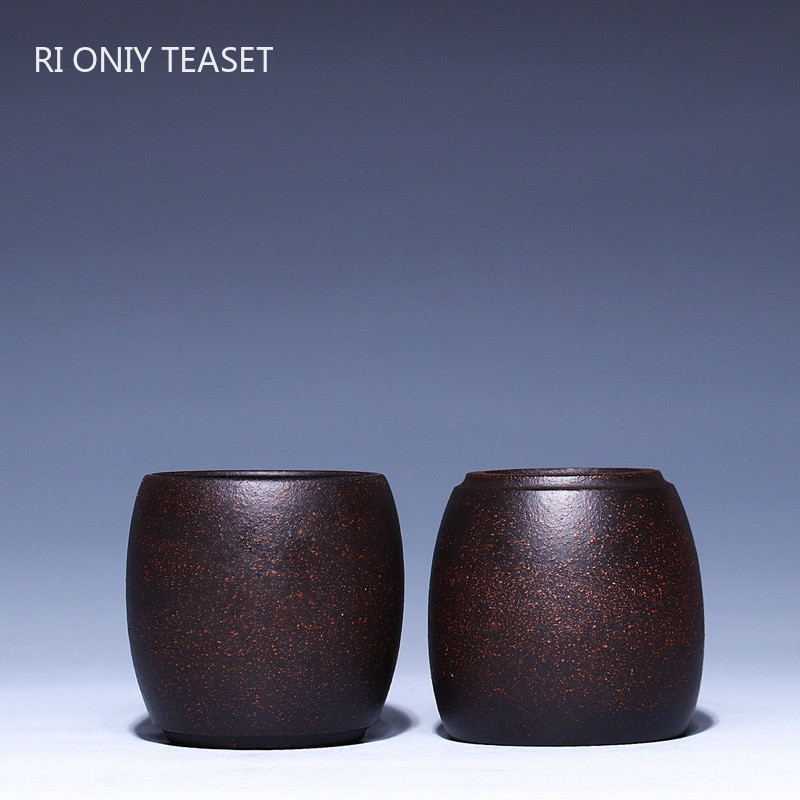 2 db/készlet Yixing Purple Clay teáscsésze utazási hordozható meditációs csésze kézzel készített teástál Mester csésze kínai teáskészlet tartozékok 70 ml