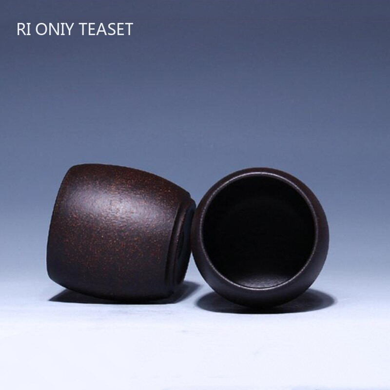 2 db/készlet Yixing Purple Clay teáscsésze utazási hordozható meditációs csésze kézzel készített teástál Mester csésze kínai teáskészlet tartozékok 70 ml