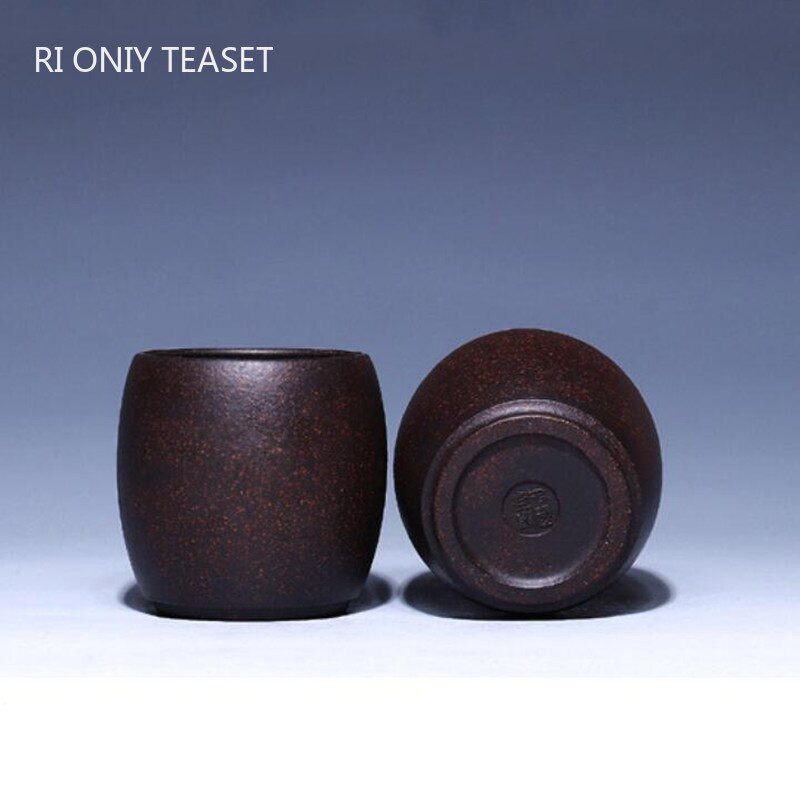 2 db/készlet Yixing Purple Clay teáscsésze utazási hordozható meditációs csésze kézzel készített teástál Mester csésze kínai teáskészlet tartozékok 70 ml