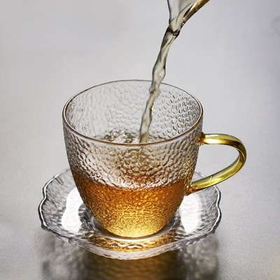 Hammered Glass Tea Cup 160ml διαφανές φλιτζάνι καφέ μικρό φλιτζάνι τσαγιού ποτό kung fu φλιτζάνι απογευματινό τσάι με δίσκο