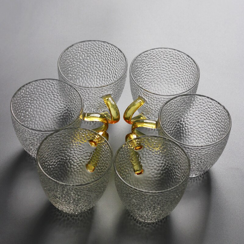 Hammered Glass Tea Cup 160ml átlátszó kávéscsésze kis teáscsésze kung fu ital csésze délutáni tea koronggal