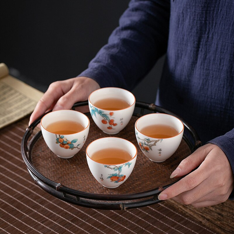 Ceașcă de ceai din ceramică de tip boutique, ceașcă de meditație pictată manual, un singur bol de ceai portabil de călătorie Pu'er Master Cup Set de ceai din porțelan lucrat manual