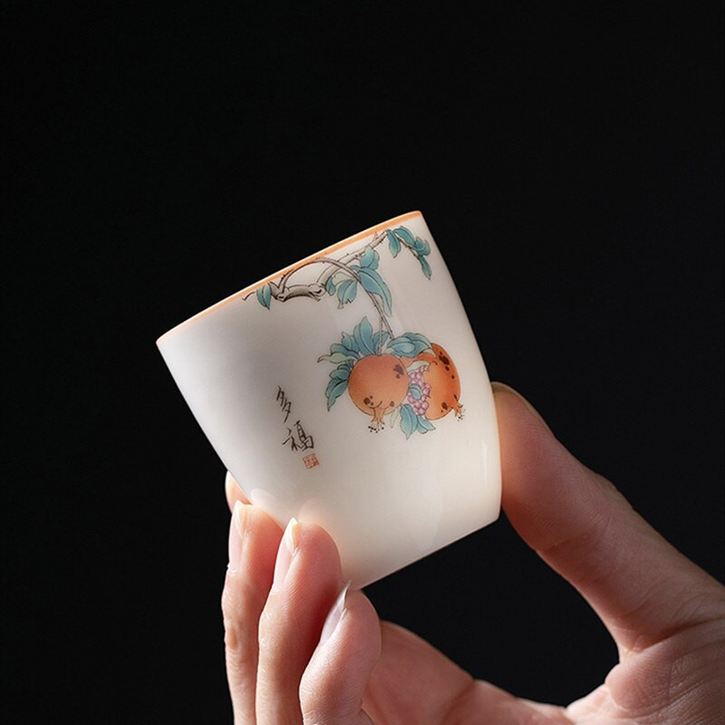 Ceașcă de ceai din ceramică de tip boutique, ceașcă de meditație pictată manual, un singur bol de ceai portabil de călătorie Pu'er Master Cup Set de ceai din porțelan lucrat manual