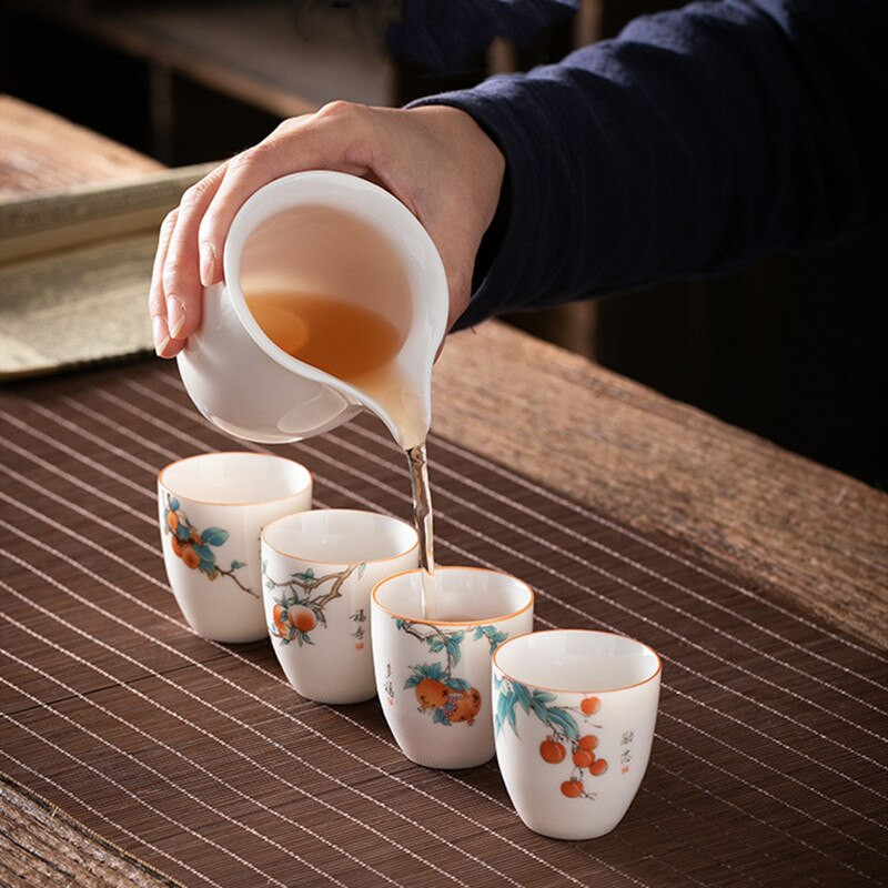Ceașcă de ceai din ceramică de tip boutique, ceașcă de meditație pictată manual, un singur bol de ceai portabil de călătorie Pu'er Master Cup Set de ceai din porțelan lucrat manual