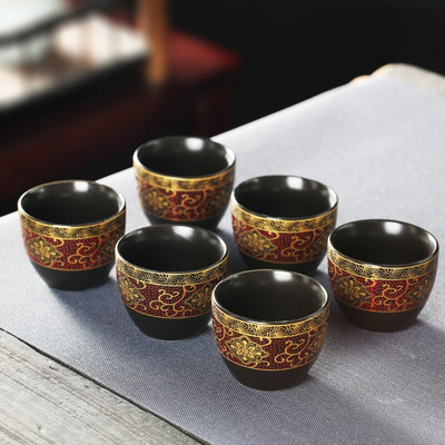 Set de ceai portabil din ceramică de călătorie de 6 buc. Ceașcă de ceai mică, ustensile de băut pentru uz casnic, porțelan albastru și alb, bol chinezesc pentru ceai Set de ceai