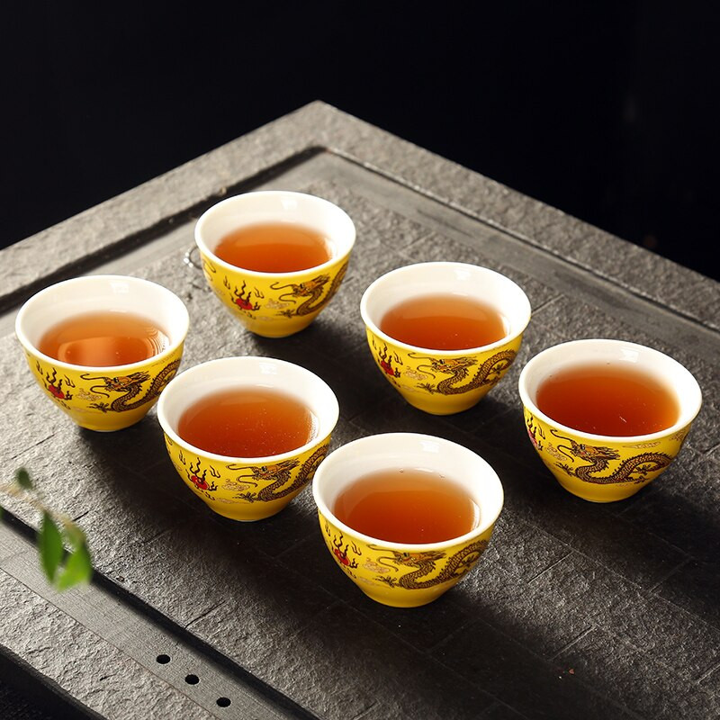 Set de ceai portabil din ceramică de călătorie de 6 buc. Ceașcă de ceai mică, ustensile de băut pentru uz casnic, porțelan albastru și alb, bol chinezesc pentru ceai Set de ceai