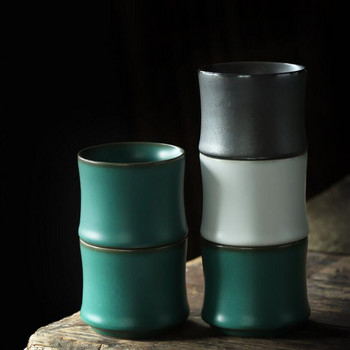 PINNY 60ML Тъмнозелена керамична бамбукова чаена чаша Топлоустойчиви китайски кунг-фу чаши за чай Пигментирана купа за чай
