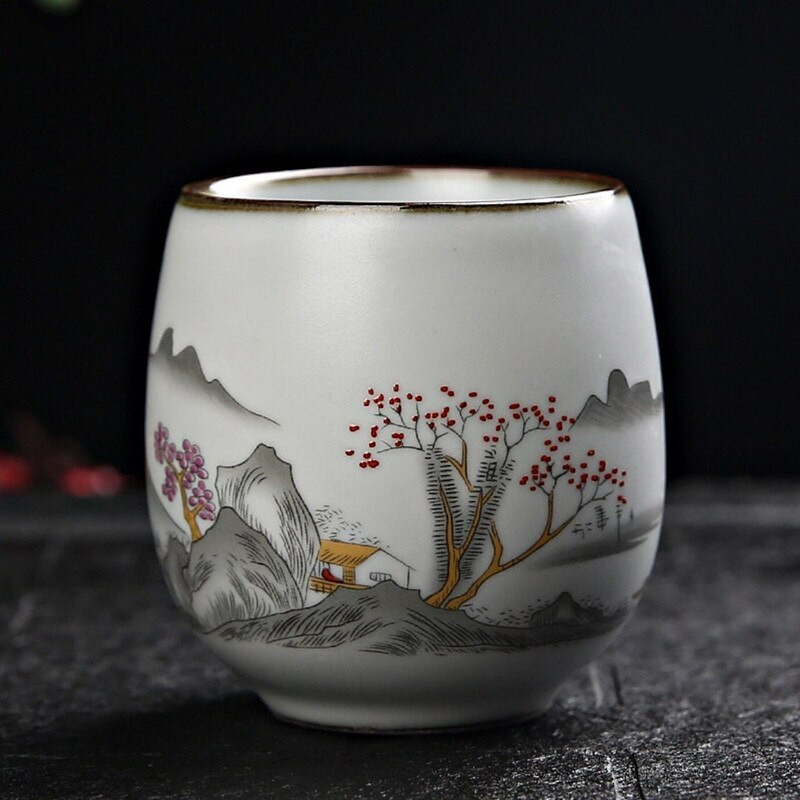 Porcelán teáscsészék Eszpresszó kávés bögre Kínai stílusú Retro Kung Fu teáscsésze Kerámia személyi csésze vízbor italokhoz