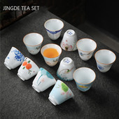1db kínai Jingdezhen kézzel készített porcelán teáscsésze háztartási, kézzel festett virágos teáscsésze kerámia mesterpohár személyes teáskészletek