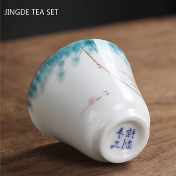 1 бр. Китайска Jingdezhen ръчно изработена порцеланова чаша за чай Домакинска ръчно рисувана чаша за чай с цветя Керамична майсторска чаша Лични комплекти за чай