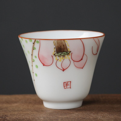 1db kínai Jingdezhen kézzel készített porcelán teáscsésze háztartási, kézzel festett virágos teáscsésze kerámia mesterpohár személyes teáskészletek