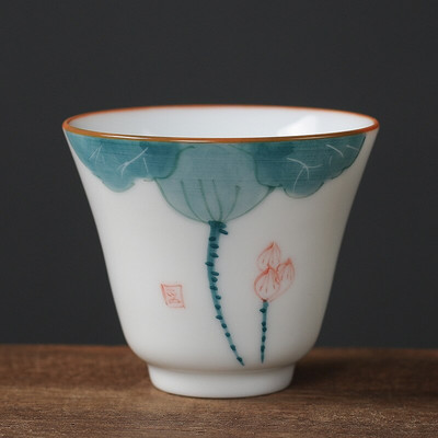 1db kínai Jingdezhen kézzel készített porcelán teáscsésze háztartási, kézzel festett virágos teáscsésze kerámia mesterpohár személyes teáskészletek