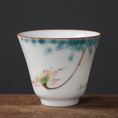 1db kínai Jingdezhen kézzel készített porcelán teáscsésze háztartási, kézzel festett virágos teáscsésze kerámia mesterpohár személyes teáskészletek
