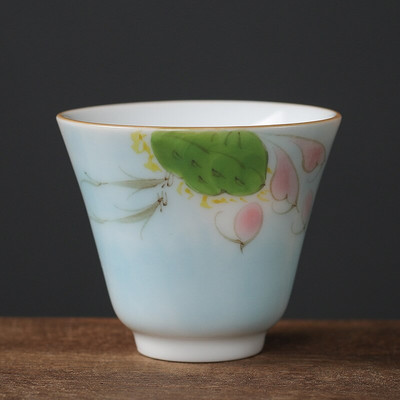 1db kínai Jingdezhen kézzel készített porcelán teáscsésze háztartási, kézzel festett virágos teáscsésze kerámia mesterpohár személyes teáskészletek