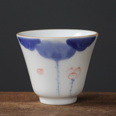 1db kínai Jingdezhen kézzel készített porcelán teáscsésze háztartási, kézzel festett virágos teáscsésze kerámia mesterpohár személyes teáskészletek