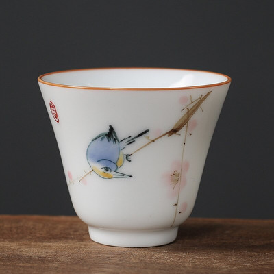 1db kínai Jingdezhen kézzel készített porcelán teáscsésze háztartási, kézzel festett virágos teáscsésze kerámia mesterpohár személyes teáskészletek