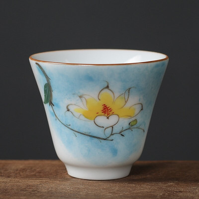 1db kínai Jingdezhen kézzel készített porcelán teáscsésze háztartási, kézzel festett virágos teáscsésze kerámia mesterpohár személyes teáskészletek