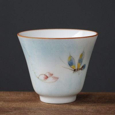 1db kínai Jingdezhen kézzel készített porcelán teáscsésze háztartási, kézzel festett virágos teáscsésze kerámia mesterpohár személyes teáskészletek