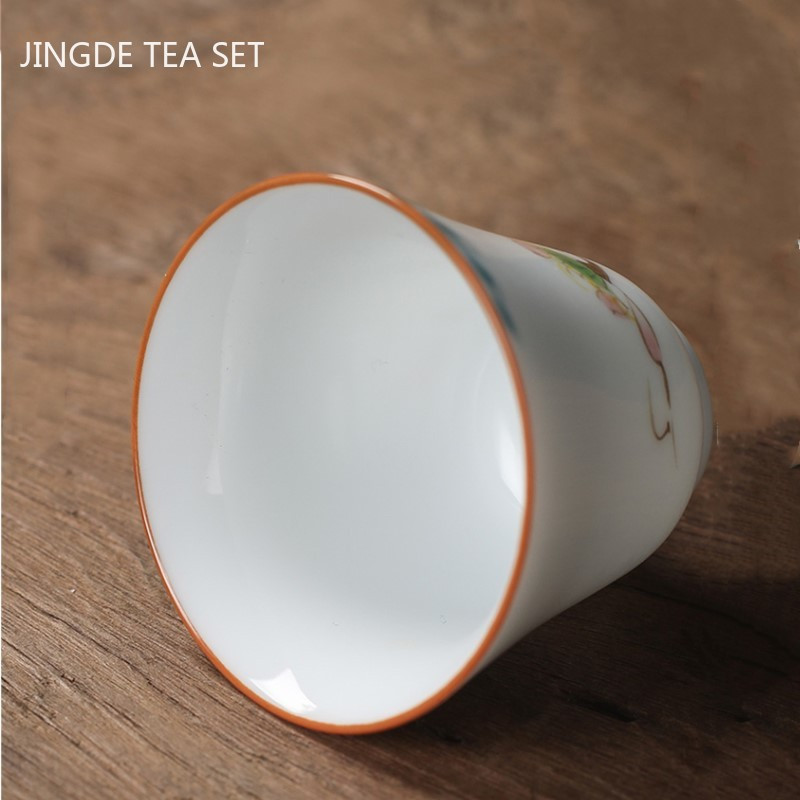 1db kínai Jingdezhen kézzel készített porcelán teáscsésze háztartási, kézzel festett virágos teáscsésze kerámia mesterpohár személyes teáskészletek