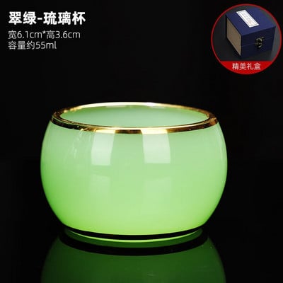 Arany berakásos Jade teáscsésze Jáde porcelán teáscsésze Színes mázas Sárkány Kupa Csúcsvonalú arany Buddha teáscsésze díszdobozban